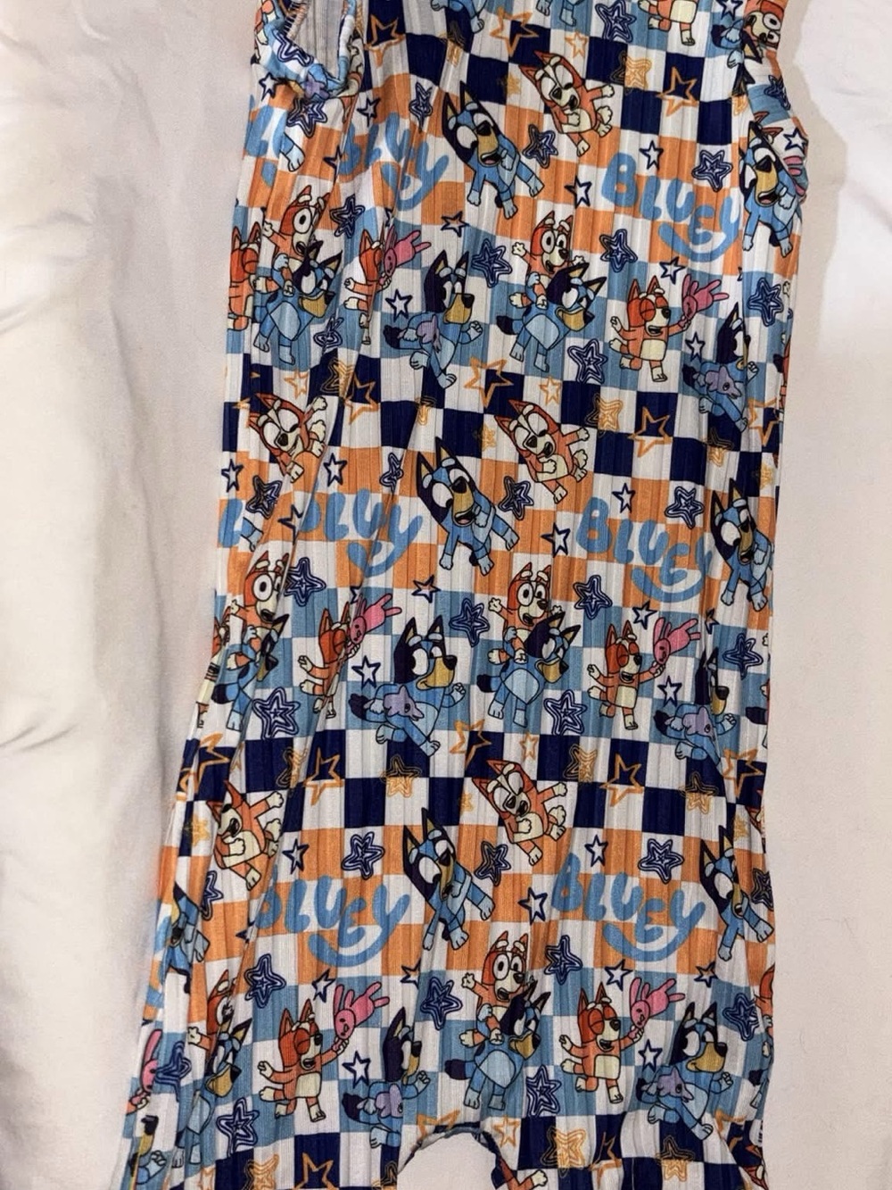 Cartoon Print Pleated Midi Dress in Blue and Orange